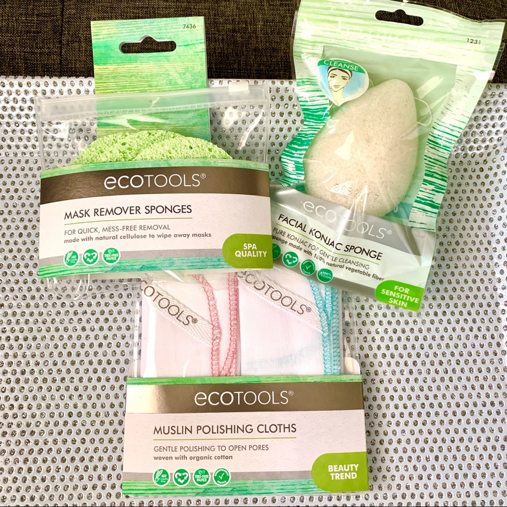 LOT of 3 Ecotools -Muslin cloth/Facial Sponge/Mask